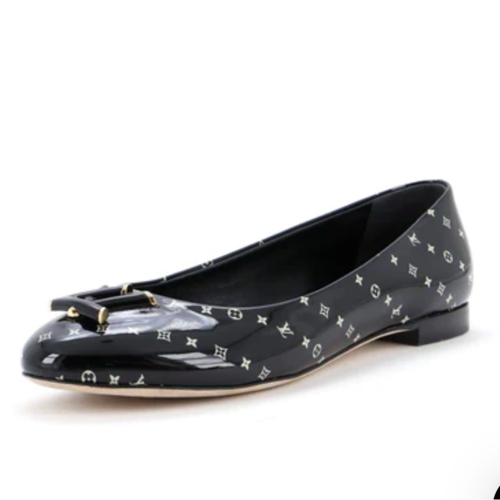 Louis Vuitton Nina Ballerina Flats Nano Monogram Patent 37.5/7.5